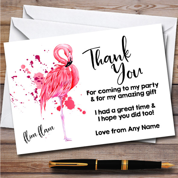 Flamingo You Tuber Flim Flam Splatter Art Birthday Party Thank You Cards