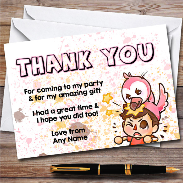 Flamingo Youtuber I Really Should Be Sleeping Birthday Party Thank You Cards