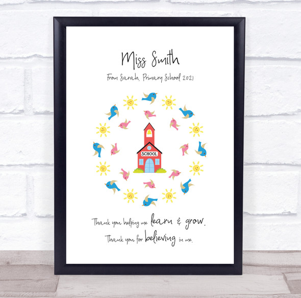 Thank You For Believing In Me Teacher School Personalised Wall Art Print