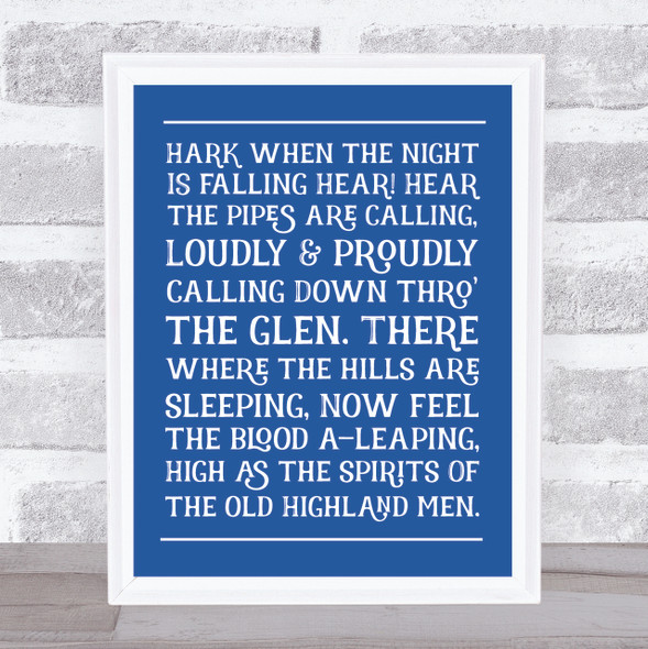 Scotland The Brave Funky Lyrics Wall Art Print