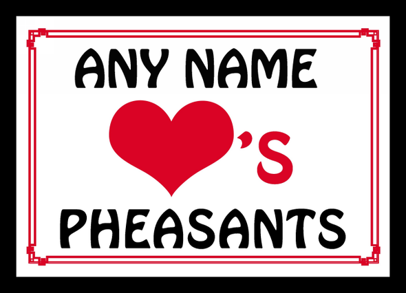 Love Heart Pheasants Personalised Mousemat