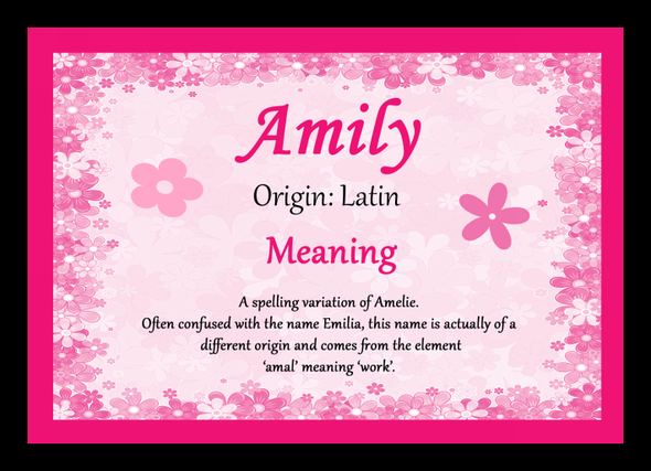 Amily Personalised Name Meaning Mousemat