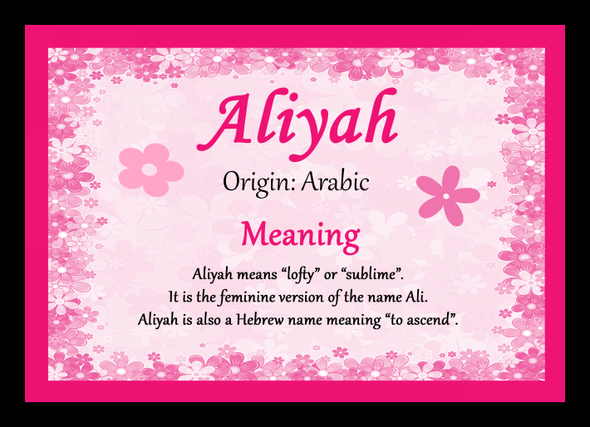 Aliyah Personalised Name Meaning Mousemat