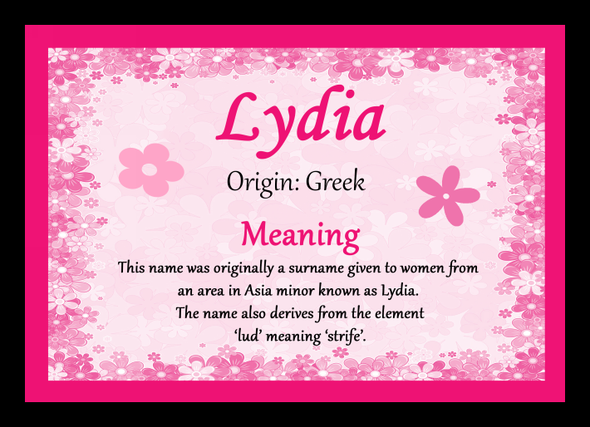 Lydia Personalised Name Meaning Mousemat