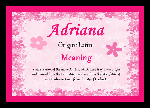 Adriana Personalised Name Meaning Mousemat