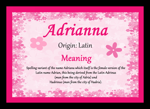 Adrianna Personalised Name Meaning Mousemat