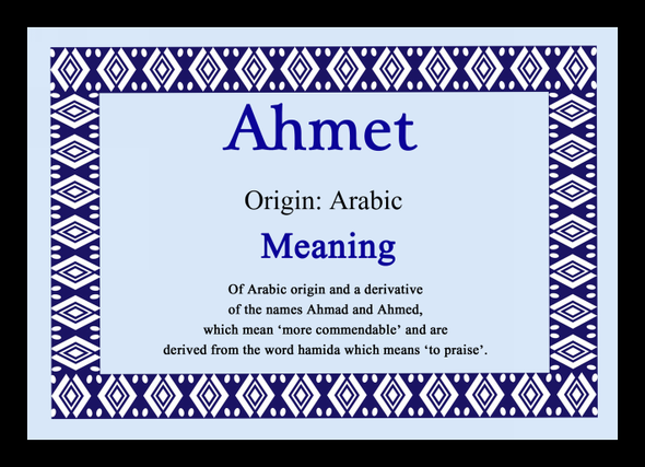 Ahmet Personalised Name Meaning Mousemat