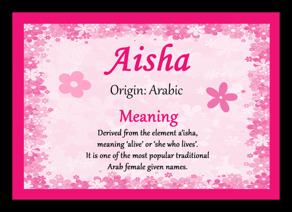 Aisha Personalised Name Meaning Mousemat