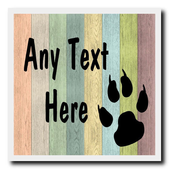 Pastel Wood Paw print Personalised Drinks Mat Coaster