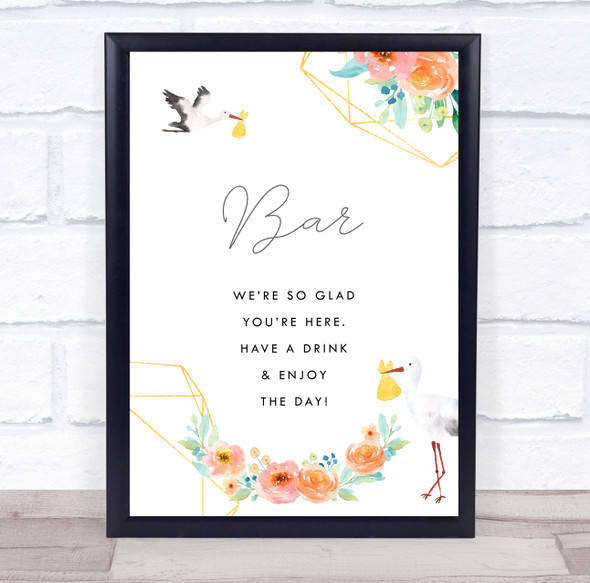 Bar Have A Drink Storks Baby Shower Personalised Event Party Decoration Sign