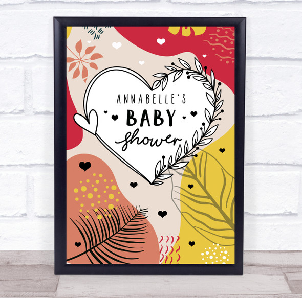Bright Botanical Baby Shower Heart Personalised Event Party Decoration Sign