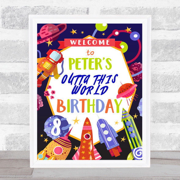 Space Rockets Outta This World Birthday Personalised Event Party Decoration Sign