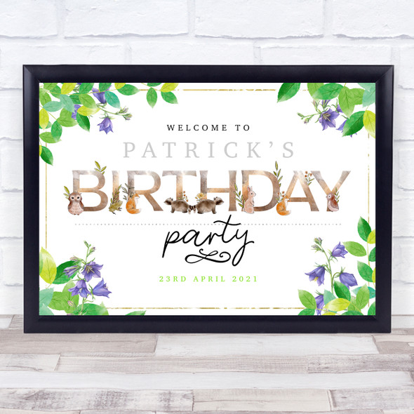 Woodland Animals Birthday Personalised Event Occasion Party Decoration Sign