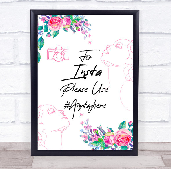 Social Media For Hashtag Floral Woman Camera Personalised Event Party Sign