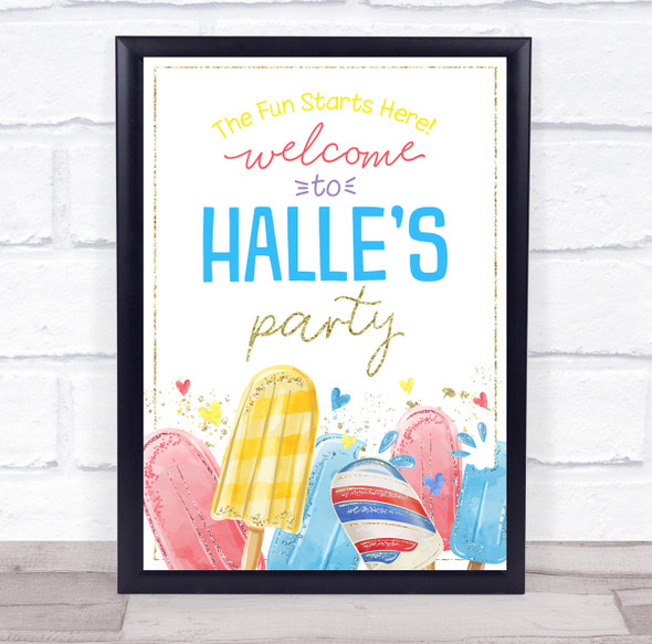 Cute Ice Lollies Welcome Birthday Personalised Event Party Decoration Sign