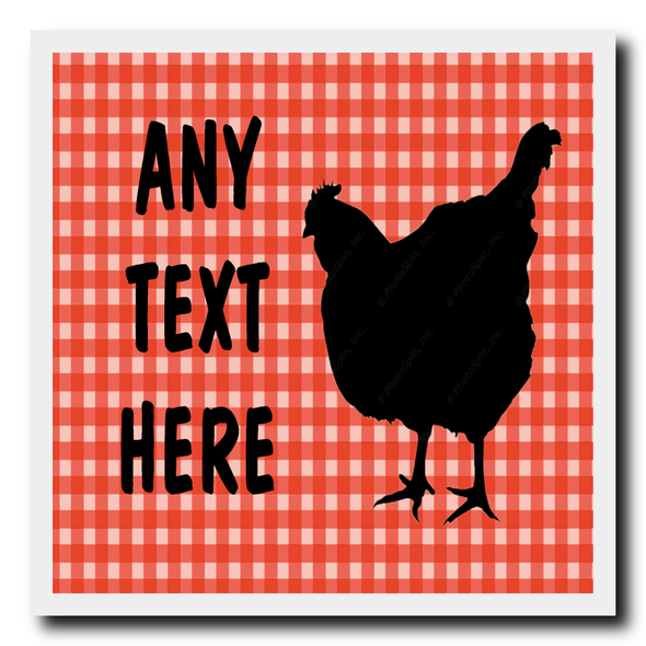 Red Chequered Chicken Hen Personalised Drinks Mat Coaster