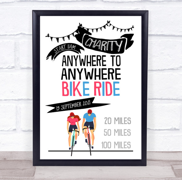 Charity Bike ride Event Miles & Location Personalised Event Party Sign