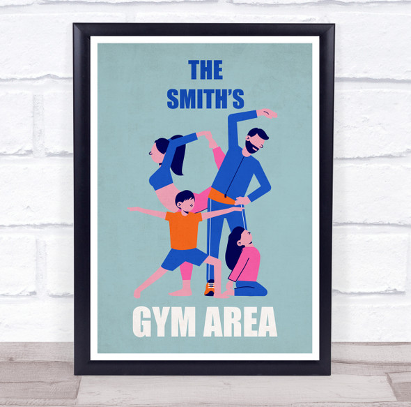 Work Out Gym Blue Family Gym Area Room Personalised Wall Art Sign