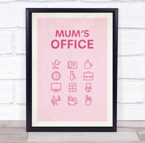 Pink Cartoon Items Mum's Office Room Personalised Wall Art Sign