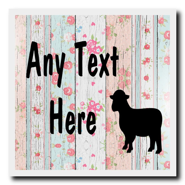 Lamb Sheep Shabby Wood Personalised Drinks Mat Coaster