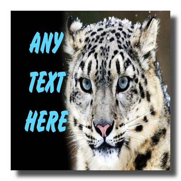 Snow Leopard Personalised Drinks Mat Coaster