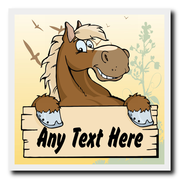 Pale Yellow Cartoon Horse Personalised Drinks Mat Coaster