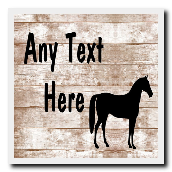 Horse Shabby Wooden Effect Personalised Drinks Mat Coaster