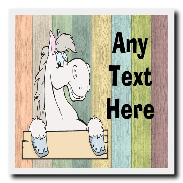 Grey Horse Coloured Personalised Drinks Mat Coaster