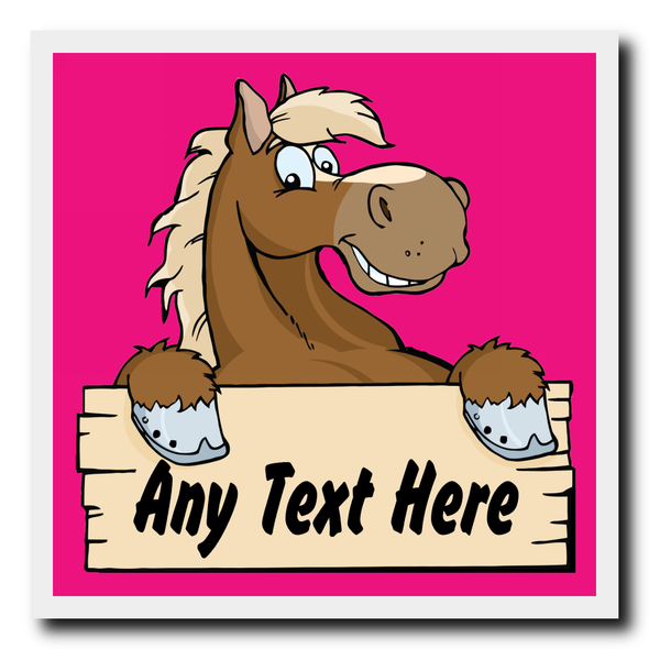 Cartoon Horse Pink Personalised Drinks Mat Coaster