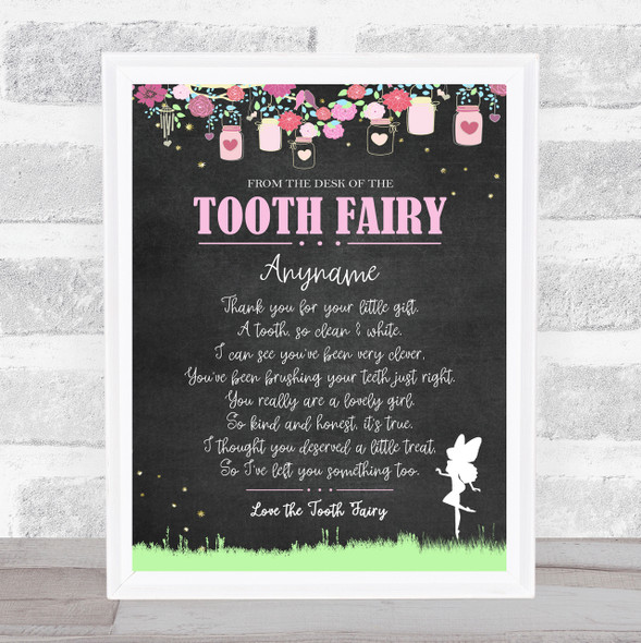 Tooth Fairy Poem Pastel Chalk Letter Certificate Award Print