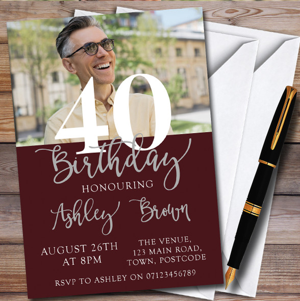 Any Age Any Colour Any Photo 40Th Personalised Birthday Party Invitations