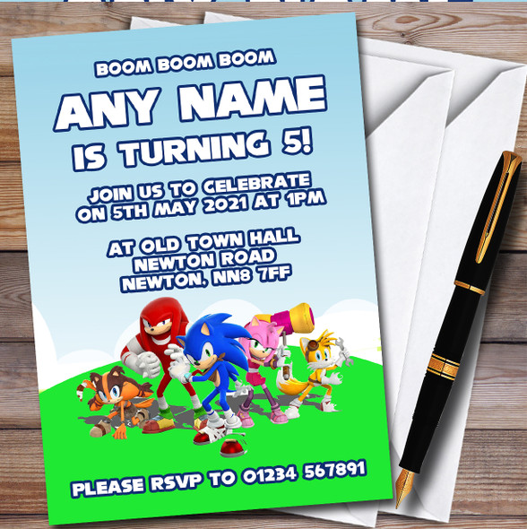 Sonic Boom Have A Wicked Personalised Children's Kids Birthday Party Invitations