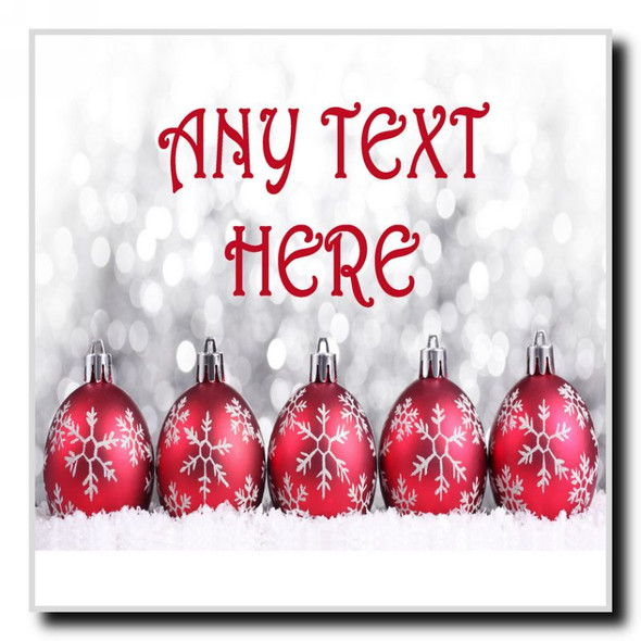 Red Baubles Christmas Personalised Drinks Mat Coaster