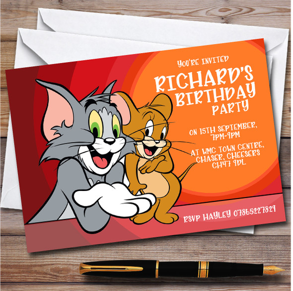 Tom & Jerry Vintage Classic Personalised Children's Birthday Party Invitations