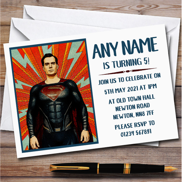 Superman Calvin Harris Card Personalised Children's Birthday Party Invitations