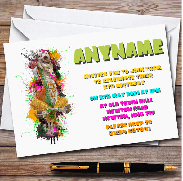 Ice Age Splatter Colourful Personalised Children's Birthday Party Invitations