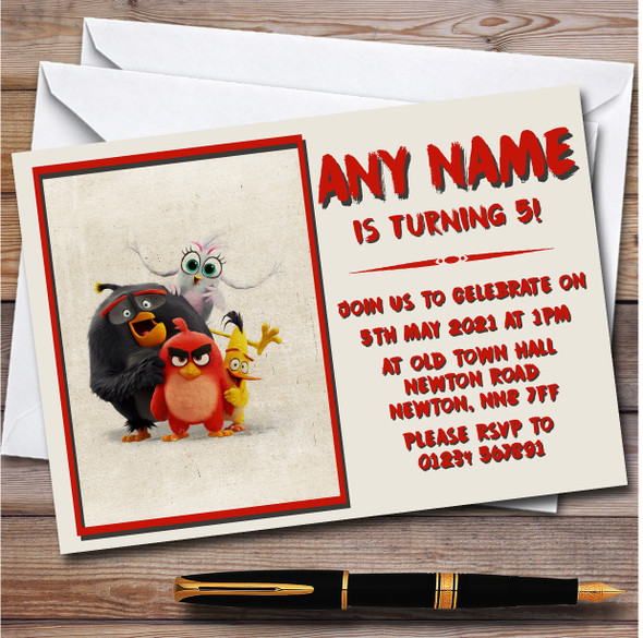 The Angry Birds Retro Personalised Children's Kids Birthday Party Invitations