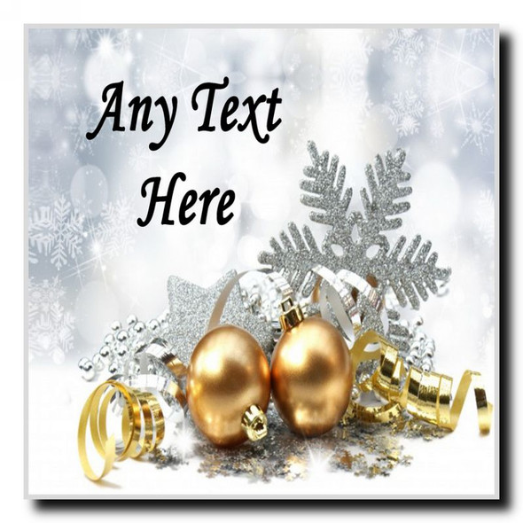 Gold Baubles Christmas Personalised Drinks Mat Coaster