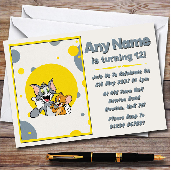 Tom And Jerry Spotty Personalised Children's Kids Birthday Party Invitations