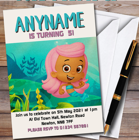 Bubble Guppies Molly Personalised Children's Kids Birthday Party Invitations