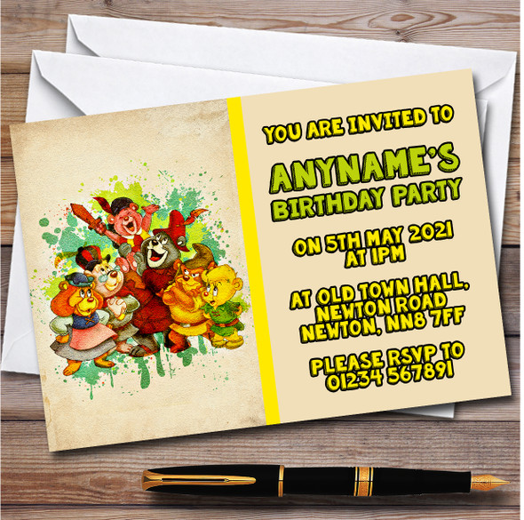 Adventures Of The Gummi Bears Vintage Splatter Children's Party Invitations