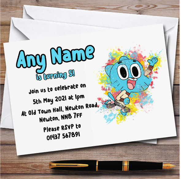 The Amazing World Of Gumball Gumball Watterson Children's Party Invitations