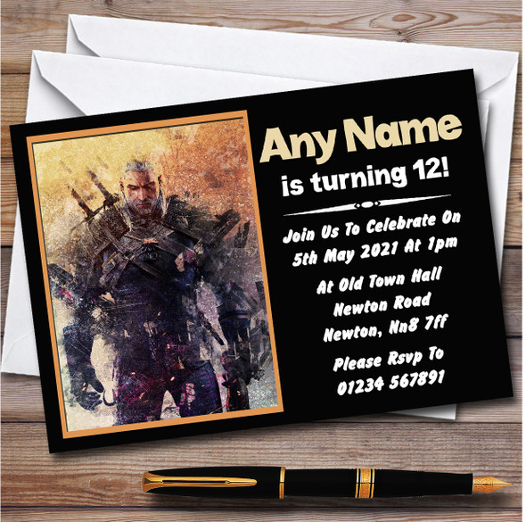 The Witcher Vintage Personalised Children's Kids Birthday Party Invitations