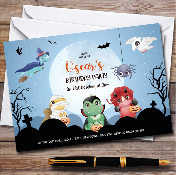 Spooky Halloween Monsters October Children's Birthday Party Invitations