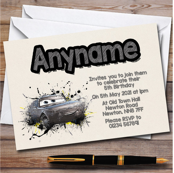 Bob Cutlass Watercolour Splatter Children's Birthday Party Invitations