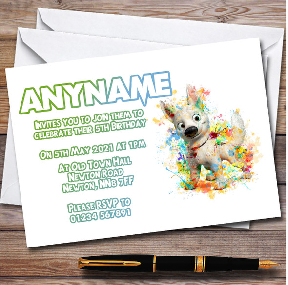 Bolt Disney Watercolour Splatter Children's Birthday Party Invitations