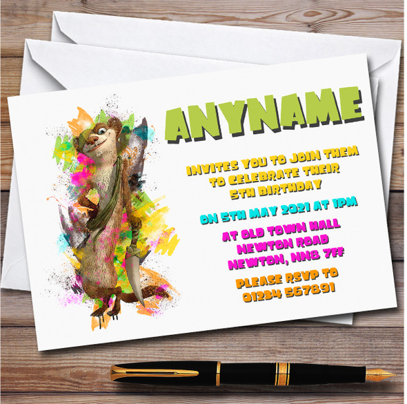 Ice Age Colourful Buck Splatter Children's Birthday Party Invitations