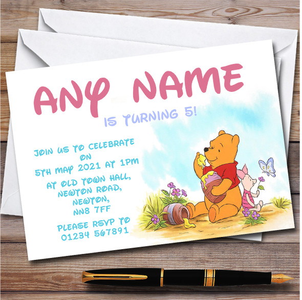 Disney Winnie The Pooh & Piglet Children's Birthday Party Invitations