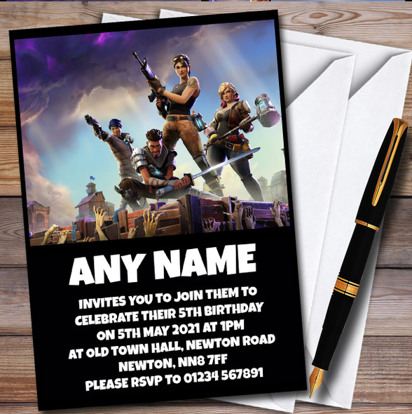 Fortnite Game Personalised Children's Kids Birthday Party Invitations