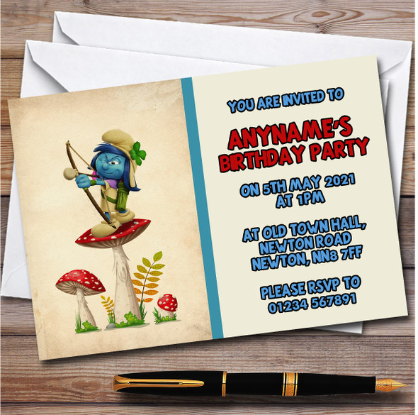 Vintage The Smurfs Smurf Storm Children's Birthday Party Invitations